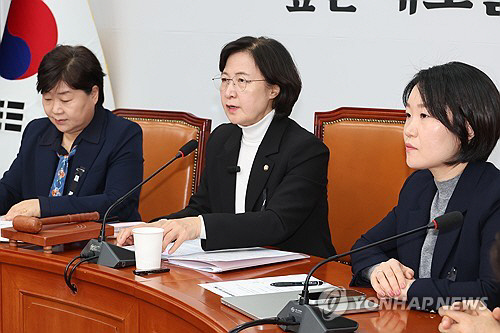 더불어민주당 '윤석열내란진상조사단' 회의에서 추미애(왼쪽 두 번째)단장이 발언하고 있다. 연합뉴스